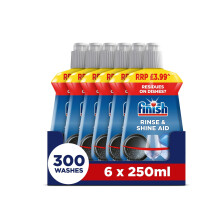 Finish Dishwasher Rinse & Shine Aid, Fresh, 1.5L (250ml x 6 pck), Ultimate Clean & Diamond Shine, Glass Protection, Spot Prevention