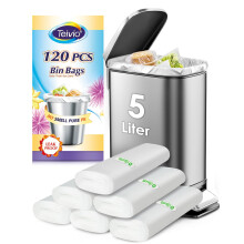 Teivio 5 Liter Bin Bags 120 Counts Pedal Bin Liners Thick Plastic