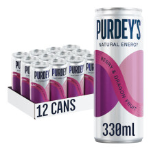 Purdey's Natural Energy Berry & Dragon fruit 330ml Can (Pack 12)