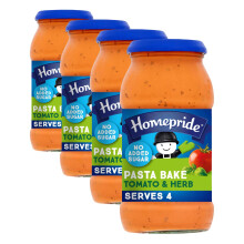 Homepride No Added Sugar Creamy Tomato & Herb Pasta Bake Sauce, 485 g Jar (Pack of 4)