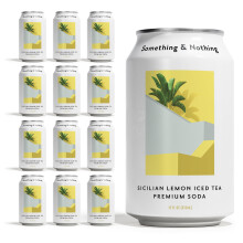 Something & Nothing Sicilian Lemon Iced Tea Flavoured Sparkling Water 12x 330ml Cans | Lightly Carbonated Fizzy Soda Waters with Added Grape & Lemon