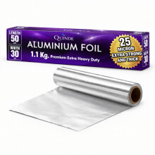 Heavy Duty Aluminium Foil 25 Micron – Extra Thick Foil Roll 50m x 30cm – Premium Catering Kitchen Foil – Strong Tin Foil for Cooking, Baking & B