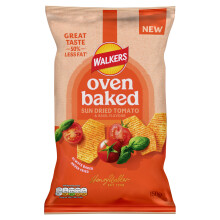 Walkers Oven Baked Crisps Tomato & Basil Snacks 150g