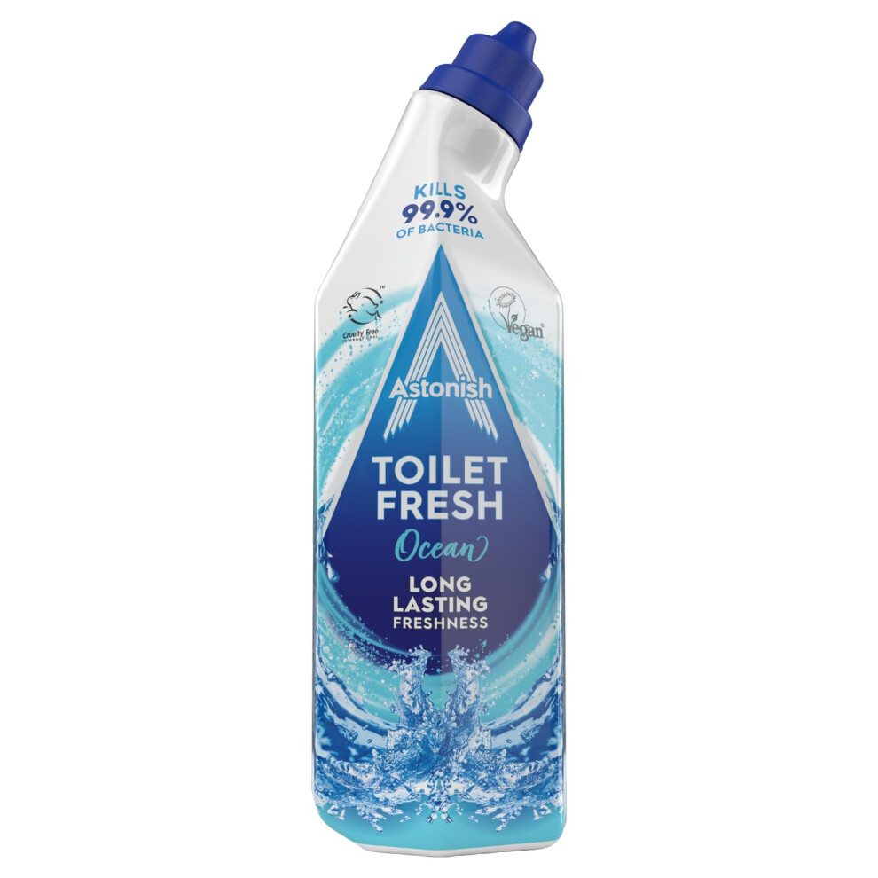 Astonish Toilet Fresh Gel, Kills 99.9% Of Bacteria, Limescale Prevention, 750Ml, Ocean