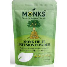Monk Fruit Sweetener Powder 100g - No Erythritol, No Maltodextrin, Just 2 Ingredients | Natural Sugar Alternative | Vegan, Keto, Diabetic Friendly