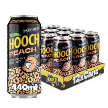 Peach Hooch | Fridge Pack | 12 x 440ml Cans | 3.4% ABV | Pre-Mixed Alcoholic Drink | Vodka & Fruit Juice | Outrageously Refreshing | Alcoholic Peach