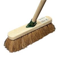 12" inch Natural Soft Coco Sweeping Broom with Wooden Handle Soft Bristle Sweeping Brush Ideal for Indoors and Outdoors Durable Home, Garage, Patio,