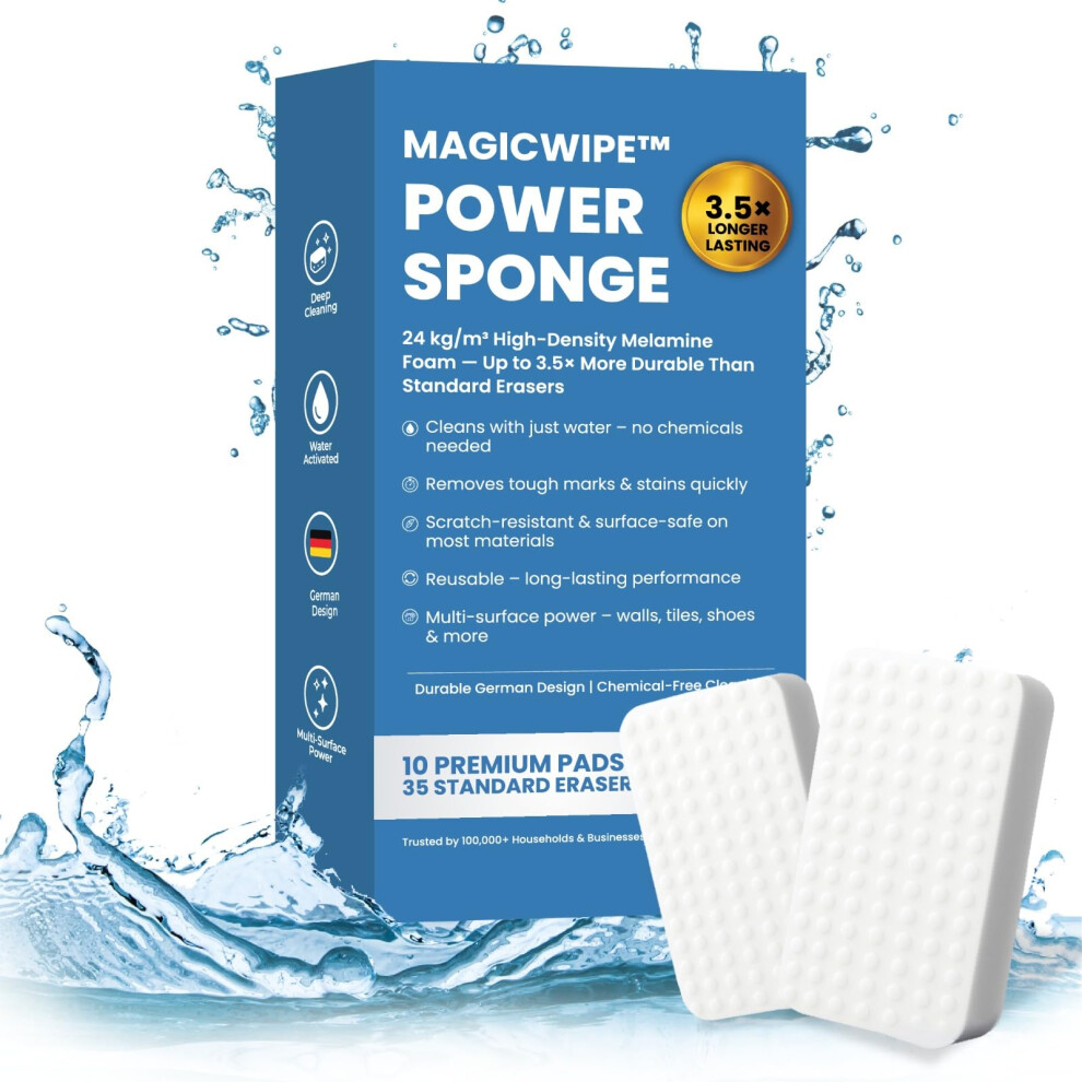 Magic Wipe Magicwipe Power Sponge Â Magic Sponge Eraser (10 Pack) With High Density Melamine Foam For Heavy Duty, Multi-Surface Cleaning, Kitchen, Bathroom,