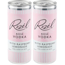 Rozél Rosé Vodka with Raspberry & Rose Lemonade, Premixed Cocktail in a Can, Ready-To-Drink Raspberry Flavoured Vodka & Mixer, Sparkling Fruit Flavo