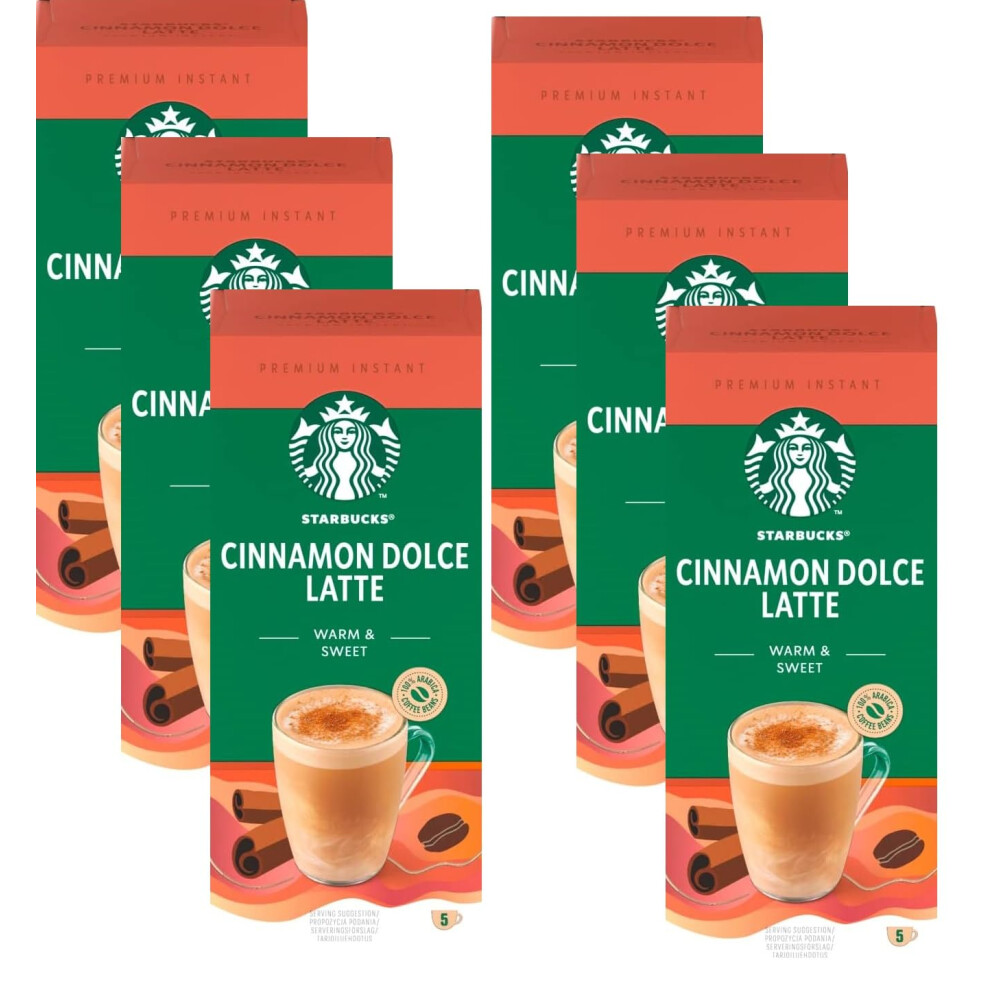 Starbucks Cinnamon Dolce Latte Premium Instant Coffee, 5 Sachets, (Pack Of 6, Total 30 Sachets)