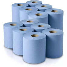 12 X Blue Roll Centrefeed 2 Ply Kitchen Rolls Embossed Pattern Paper Towels Stro