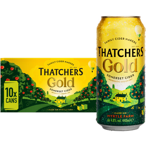 Thatchers Gold - 10 x 440ml Cans, Smooth, Medium-Dry Apple Cider