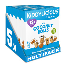 Kiddylicious Coconut Rolls - Delicious Snacks for Kids - Suitable for 12+ Months - 8 Packs of 5 (40 Total)