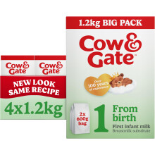 1.2kg Cow & Gate First Infant Milk Suitable From Birth Pack of 4