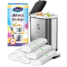 Teivio 5 Liter Bin Bags 80 Counts Pedal Bin Liners Thick Plastic Waste