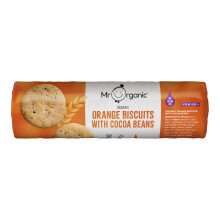 Mr Organic - Organic Orange Biscuits with Cocoa Beans 250g - Non GMO & Preservative Free - Vegan - Perfect for Snacking - Pack of 1