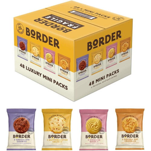 Borders Biscuits 48 Mini Mixed Flavour Cookies Assortment - Contains 4 Flavours