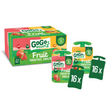 GoGo squeeZ Fruit Smoothie Snack, Apple Strawberry and Multifruit 32x90g, 100% Real Fruit Blend Pouches, Snack for Kids & Adults, Gluten-Free, Vegan,