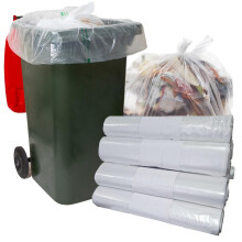 Clear Wheelie Bin Liners Rubbish Sacks for Big Refuse Bins 240 Litre