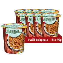 Pasta Nostra Instant Pasta Pots, Authentic Italian Classic Bolognese Fusilli Pasta, Convenient & Quick Meal Solution, Pack of 8 x 70g Servings, Made