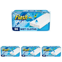 Flash Speedmop Floor Cleaner Antibac Wipes With Lemon Scent, 4x24, For A Fast & Easy Clean (Pack of 4)