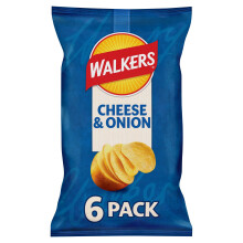 Walkers Cheese and Onion Vegetarian Multipack Crisps 6x25g