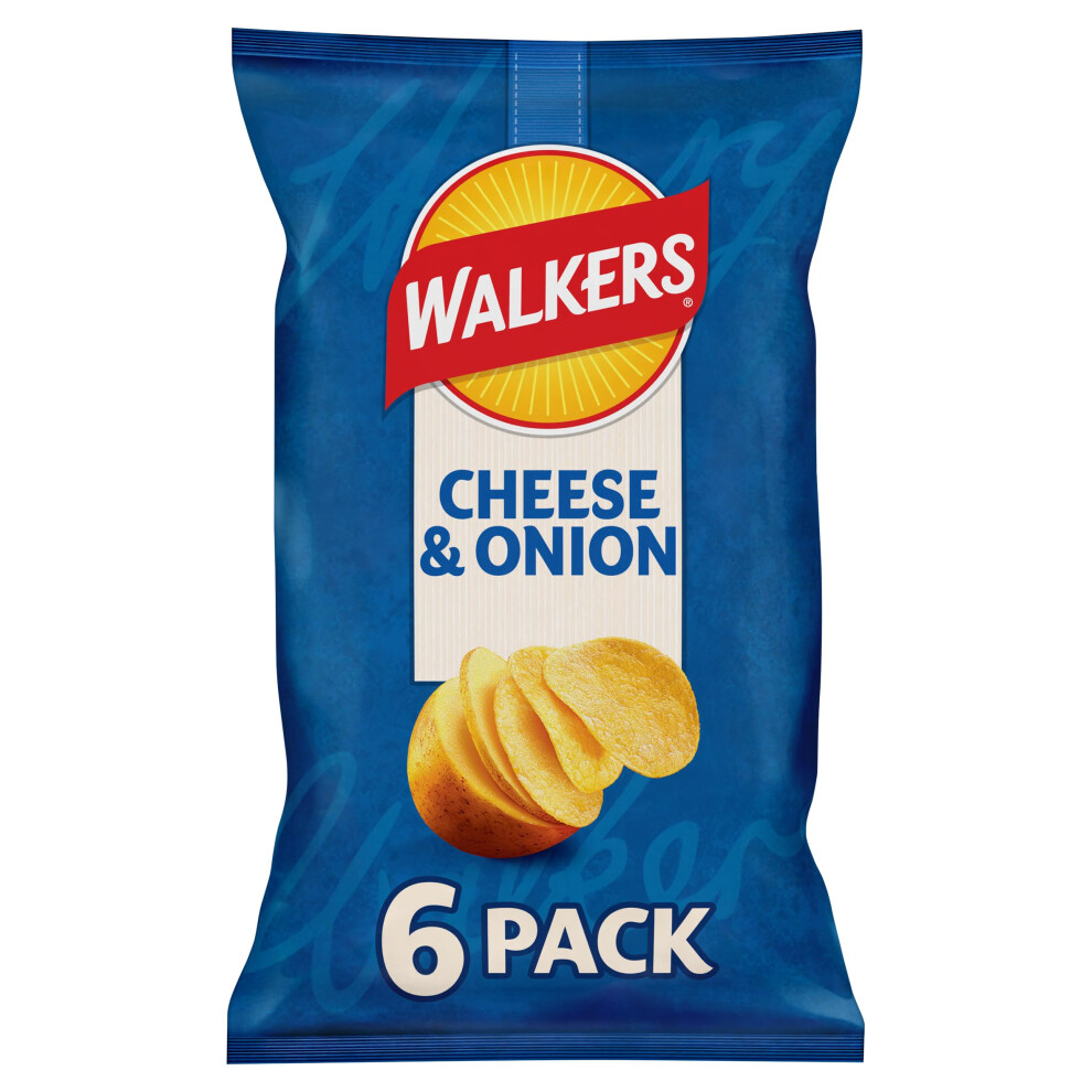 Walkers Cheese And Onion Vegetarian Multipack Crisps, Ideal For Lunch And Snacking 6X25 G