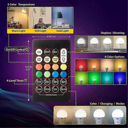 Battery Operated LED Bulb - Remote Control Rechargeable E26 Light Bulb 1
