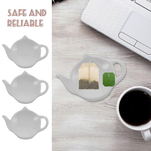 Teapot-Shaped Dish for Snacks, Ceramic Tea Bag Holder and Coaster 1