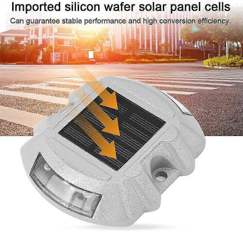 Solar Garden Ground Lights for Warning, Reusable 6 LED White Path Stud Lights 2