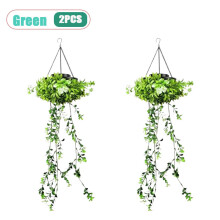 (Green-2PCS) Rechargeable Solar Artificial Ivy String Light 30 LEDs Waterproof Hanging Plant Lamp For Garden Fence Outdoor Decor