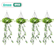 (Green-4PCS) Rechargeable Solar Artificial Ivy String Light 30 LEDs Waterproof Hanging Plant Lamp For Garden Fence Outdoor Decor