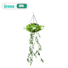 (Green-1PC) Rechargeable Solar Artificial Ivy String Light 30 LEDs Waterproof Hanging Plant Lamp For Garden Fence Outdoor Decor