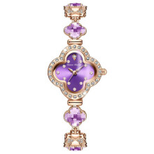 (Quiet purple, Rose gold case) Premium Hot Sale Alloy Fashion Decor Quartz Wristwatch Elegant Bracelet Watch for Women