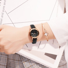 (Belt black side) Premium Women Imitation Automatic Quartz Watch Luminous Waterproof Dual Calendar Wristwatch