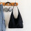 (Black) Casual Large Capacity Suede Bag 4