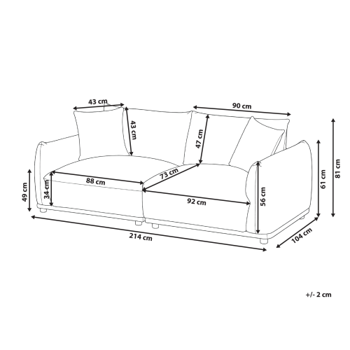 Beliani Sofa 3 Seater JUBEK Boucle Off-White 2