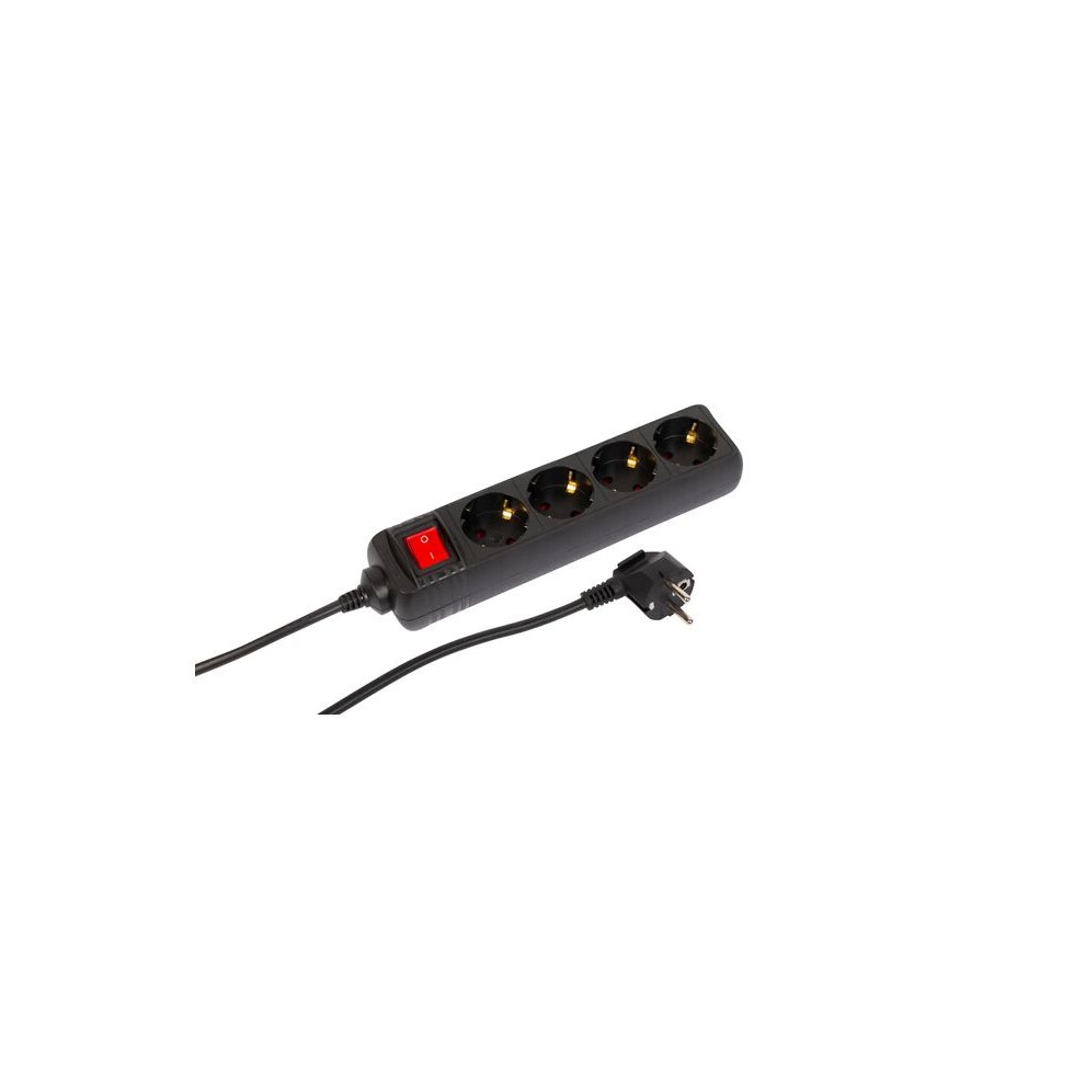 Microconnect 4-Way Schuko Socket On/Off Switch 1.5M Black 5715063307335