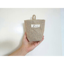 Wall-mounted storage bag small storage basket cotton and linen hanging basket foldable home