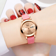 (Belt gold surface) Women Imitation Automatic Quartz Watch Luminous Waterproof Dual Calendar Wristwatch