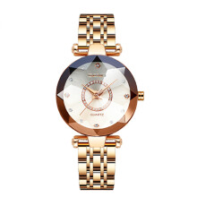 (Rose gold white surface) Heart Of The Ocean Quartz Watch, Diamond Inlaid Steel Strap Waterproof Women Wristwatch