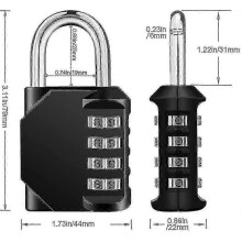 Combination Lock, 4 Digit Combination Padlock, Gym Lock, School Locker Lock, Outdoor Weatherproof Combination Lock (Black)