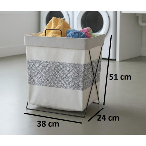 Foldable Laundry Basket Metal Frame Hamper UK 1