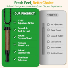 CARITATE Wooden Adjustable Anxiety Breathing Necklace with Resistance - Breathlace Filter Help Stop Stress - Relief Breath Necklace Flavoured for Adu