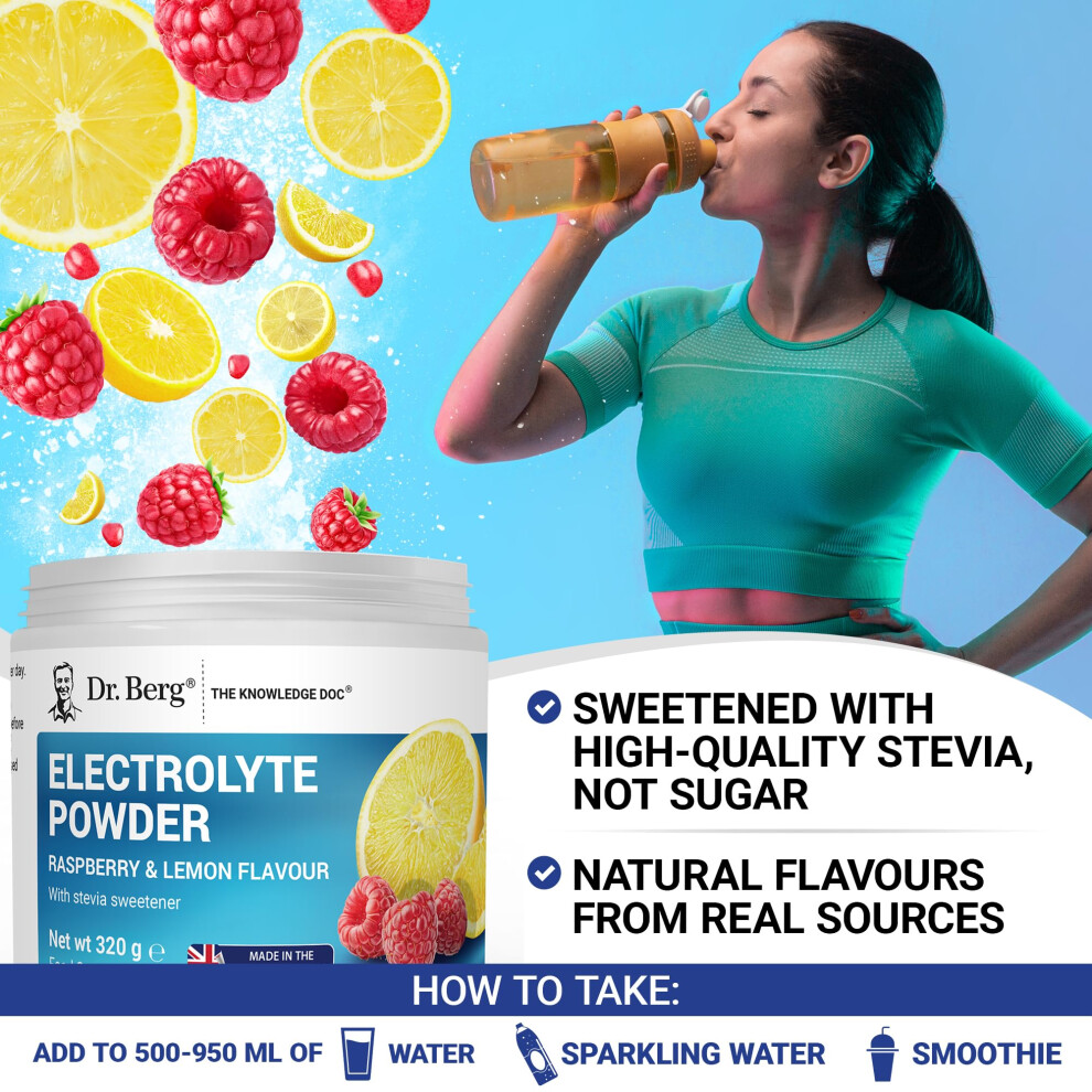 Dr. Berg Nutritionals Pink Dr. Berg Zero Sugar Hydration Keto Electrolyte Powder - Enhanced W/ 1000 Mg Of Potassium & Real Himalayan Salt (Not Table Salt) - Raspberry & Le
