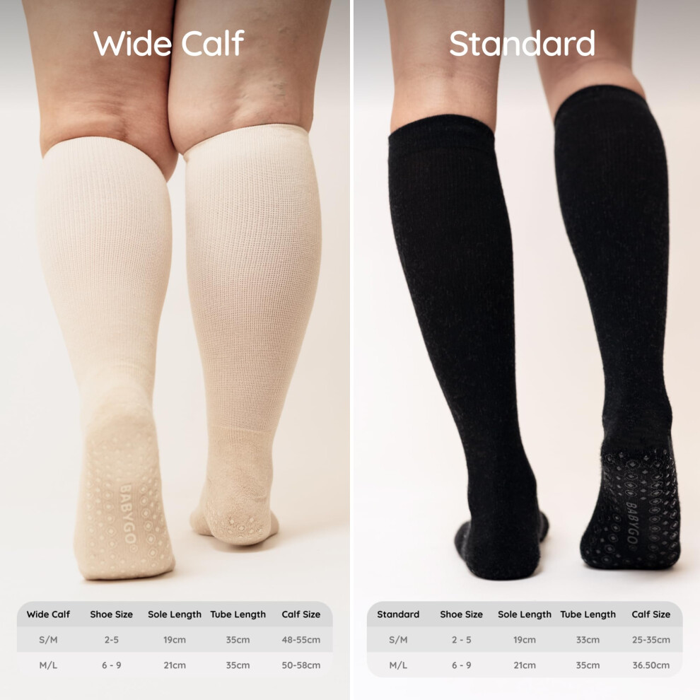 Babygo Compression Socks For Pregnancy Â 20-30Mmhg Maternity Support For Swelling, Circulation, Varicose Veins, Travel & Flights (Black, M/L - Wid