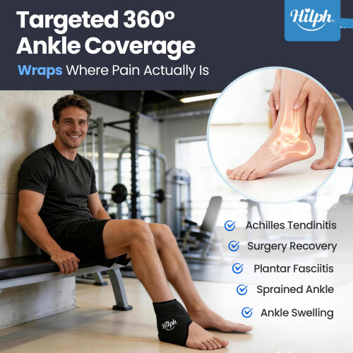 Hilph Ankle Ice Pack Wrap for Injuries Reusable, Hot & Cold Therapy 2