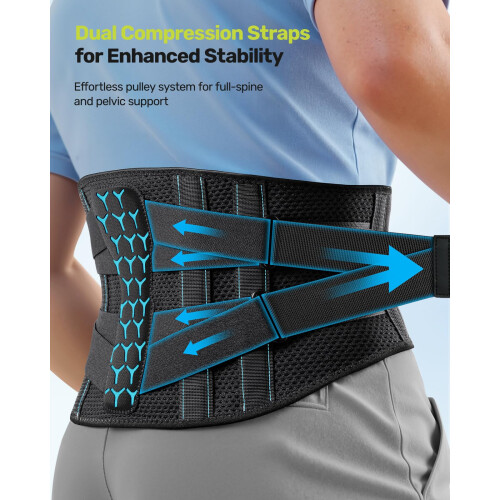 Rakiie Back Support Belt for Lower Back Pain Relief with 7 Stays, 2