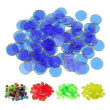 100 Colourful Transparent Bingo Chips for Fun British Bingo Sessions