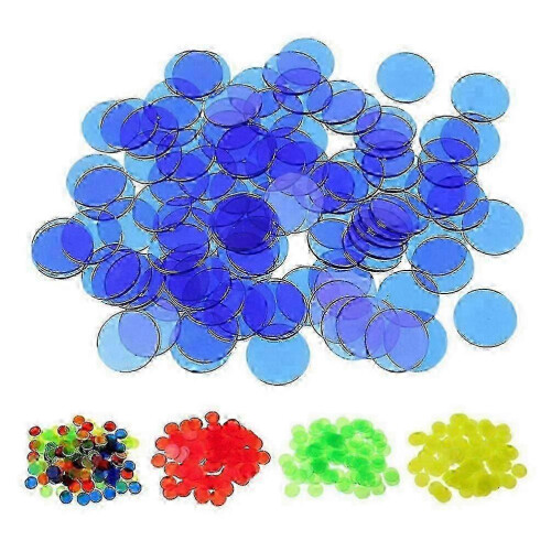 100 Colourful Transparent Bingo Chips for Fun British Bingo Sessions